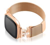 HAYONLIY Bracelets magnétiques compatibles avec Fitbit Sense 2/Fitbit Versa 4/Fitbit Sense/Fitbit Versa 3, bracelet de rechange réglable en maille d'acier inoxydable pour femme, or rose