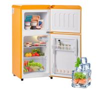 haysence Réfrigérateur Congélateur Combiné Rétro 60L, Mini Frigo 2 Portes Compact Faible Bruit 45dB, Étagères Réglables, Idéal Chambre Bureau Cuisine, Jaune