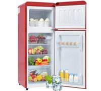 haysence Réfrigérateur Congélateur Combiné Rétro 92L, Mini Frigo 2 Portes Compact Faible Bruit 45dB, Étagères Réglables, Idéal Chambre Bureau Cuisine, Rouge