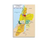 HAYZE Poster décoratif sur toile représentant la carte des douze tribus d'Israël (60 x 90 cm)