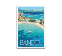 HAYZE Poster décoratif vintage sur toile BANDOL PROVENCE CÔTE D'AZUR 50 x 75 cm