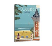 HAYZE Soulac Sur Mer Poster vintage sur toile décorative Motif voyage 20 x 30 cm
