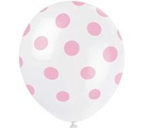 Haza Original ballons pointillés blanc/rose 30 cm 6 pièces Roze G