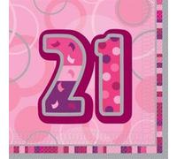 Haza Original serviettes 21 ans 16 x 16 cm 16 pcs rose Roze