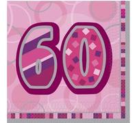 Haza Original serviettes 60 ans 16 x 16 cm 16 pièces rose roses