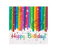Haza Original serviettes de table Happy Birthday arc-en-ciel 25 x 25 cm 16 pièces