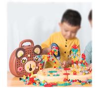 HAZARA Etabli Enfant ， AssembléE Intellectuelle Visseuse Enfant Rangement Pratique du MatéRiel De SéCurité Outillage Enfant ， Outils Bebe 2 Ans,Brown