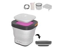 HAZARA Faltbare Kleine Waschmaschine mit 2 Modi Trocknen und UV Mobile Waschmaschine 60 W, Versenkbarer Ablauf für Unterwäsche Socken Babykleidung, Blanc