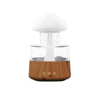 HAZARA Humidificateur Champignon Pluie, 7 Couleurschangeantes 450ml,Fonction de Synchronisation Veilleuse Bruit Blanc pour La Les DéCorations De Bureau,Woodgrain