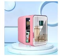 HAZARA Mini RéFrigéRateur Silencieux, 8L,avec Miroir De Courtoisie LED Mini CongéLateur, Voiture,Maison,Chaud Et Froid 2 en 1 Frigo Skincare, pour Le Bureau Ou en Voyage,Pink