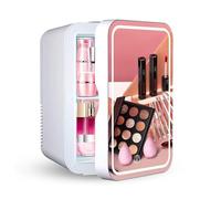 HAZARA Petit RéFrigéRateur CosméTique, 8L,avec Miroir De Courtoisie LED Mini Refrigerateur, Voiture,Maison,Chaud Et Froid 2 en 1 Frigo Maquillage, Convient pour Chambre, Dortoir,White