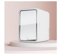 HAZARA RéFrigéRateur De Beauté avec Miroir, 8L,avec Miroir De Courtoisie LED Mini RéFrigéRateur, Voiture,Maison,Chaud Et Froid 2 en 1 Frigo Portable, pour Chambre, Bureau Et Voiture,White