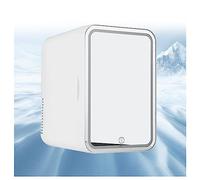 HAZARA RéFrigéRateur De Beauté Domestique, 8L,avec Miroir De Courtoisie LED Mini Frigo Chambre, Voiture,Maison,Chaud Et Froid 2 en 1 Mini Frigo Voiture, Convient pour Chambre, Dortoir,White