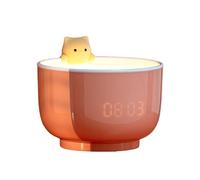 HAZARA RéVeil De Chevet CréAtif, Veilleuse LED avec Tasse à Thé pour Chat, Veilleuse LED avec ContrôLe du Son, RéVeil en Forme De Chat, Veilleuse à Capteur Tactile-Pink