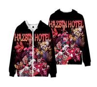 Hazbin Hotel Anime Alastor/Angel Dust/Charlie Morningstar/Vaggie Zip Cardigan Sweat-shirt à capuche pour enfants à manches longues, Type 9., 130