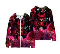 Hazbin Hotel Anime Alastor/Angel Dust/Charlie Morningstar/Vaggie Zip Cardigan Sweat-shirt à capuche pour enfants à manches longues, Type 8, 150