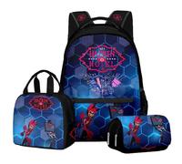 Hazbin Hotel Fashion Charlie Morningstar Ensemble de 3 sacs à dos d'école, trousse à crayons pour garçons et filles, C, 30 x 16 x 43 CM, Dessin animé