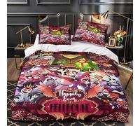 Hazbin Hotel Housse De Couette 3D Imprimé Vaggie Angel Dust Alastor Pour Adultes Et Enfants Housses De Couettes Avec Taies Parure De Lit Microfibr E Avec Fermeture À Glissière 3 Pièces King（220x240cm）