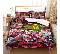 Hazbin Hotel Housses De Couettes Housse De Couette 3D Vaggie Angel Dust Alastor Pour Adultes Et Enfants Parure De Lit E Avec Fermeture À Glissière Microfibr Avec Taies 3 Pièces Single（140x200cm）