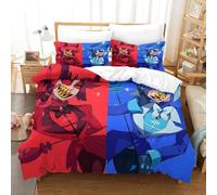 Hazbin Hotel Housses De Couettes Pour Adultes Et Enfants Housse De Couette 3D Vaggie Angel Dust Alastor E Avec Fermeture À Glissière Parure De Lit Microfibr Avec Taies 3 Pièces Double（200x200cm）