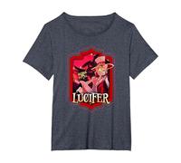 Hazbin Hôtel - Lucifer T-Shirt, Femme Grandes Tailles, Bleu Chiné, 5X