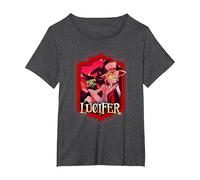 Hazbin Hôtel - Lucifer T-Shirt, Femme Grandes Tailles, Chiné Foncé, 5X