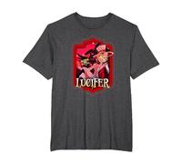 Hazbin Hôtel - Lucifer T-Shirt, Homme Grandes Tailles, Chiné Foncé, 4X Tall