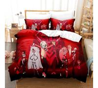 Hazbin Hotel Parure de lit 3 pièces Anime Alastor/poussière d'ange/Charlie Morningstar, 2 taies d'oreiller et 1 housse de couette (type 4, 135 x 200 cm)