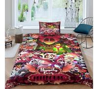 Hazbin Hotel Pour Adultes Et Enfants Housses De Couettes 3D Vaggie Angel Dust Alastor Housse De Couette E Avec Fermeture À Glissière Microfibr Avec Taies Parure De Lit 3 Pièces Single（135x200cm）