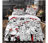 Hazbin Hotel Pour Adultes Et Enfants Housses De Couettes Housse De Couette 3D Imprimé Vaggie Angel Dust Alastor Avec Taies Microfibr E Avec Fermeture À Glissière Parure De Lit 3 Pièces King(220x240cm)