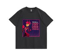 Hazbin T-shirt à manches courtes pour adolescents adultes d'été décontracté Charlie Morningstar Anime T-shirt à manches courtes T-shirt mignon, haut de dessin animé, Hazbin Hôtel - 04, S
