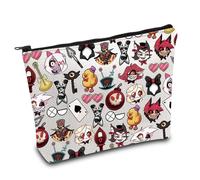 Hazbin Trousse de maquillage avec personnages de dessin animé Alastor Lover The Radio Demon Anime Trousse de maquillage Hazbin Demon Cadeau pour les fans de démons, Sac Hazbin, Trousse de maquillage