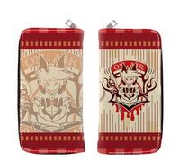 Hazbins Alastor Hotel Portefeuille en Cuir PU | Portefeuille Stylish Bifold Card Holder Purse with Zipper Coin Pocket | Style Long | Multicard Wallets Coin Purse (Rose-1)