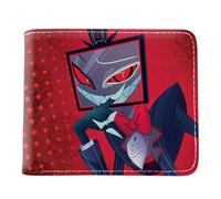 Hazbins Alastor Hotel Portefeuille en Cuir PU | Stylish Bifold Card Holder avec Poche à Monnaie Zippée | Multicard Wallets pour Espèces, Cartes, Billets (Rose-5)