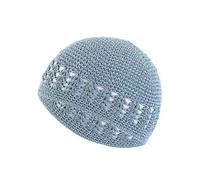 (haze blue)Simple Color Handmade Crochet Cap For Women Men Winter Keep Warm Knitting Hats Zekai