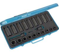 HAZET 900S Jeu de clés à douilles à chocs ∙ Carré creux 1/2 pouce (12,5 mm) ∙ Profil d'entraînement hexagonal externe ∙ 13 - 27 ∙ Nombre d'outils : 23
