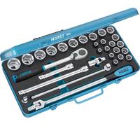 HAZET 905 Jeu de clés à douilles ∙ Carré creux 1/2 pouce (12,5 mm) ∙ Profil de traction hexagonal externe ∙ 2 x 13 ∙ 8 - 32 ∙ Nombre d'outils : 30