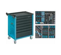 HAZET Chariot d'atelier HAZET Assistant avec assortiment 177-7/120 Tiroirs plats : 6 x 80 x 527 x 348 mm Tiroirs hauts : 1 x 165 x 527 x 348 mm Nombre d'outils : 120 Quantité:1
