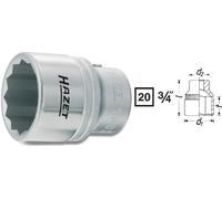 Hazet Douille à 12 pans - Carré creux 20 mm (3/4 pouce) - Profil à 12 pans extérieurs - Taille: 22 - Longueur totale: 52 mm - 1000Z-22