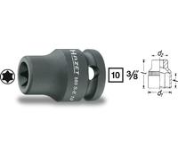 Hazet Douille à chocs (TORX) - Carré creux 10 mm (3/8 pouce) - Profil TORX extérieur - Taille: E 10 - Longueur totale: 28 mm - 880S-E10