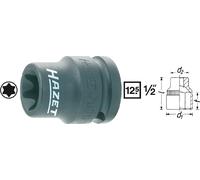 Hazet Douille à chocs (TORX) - Carré creux 12,5 mm (1/2 pouce) - Profil TORX extérieur - Taille: E 20 - Longueur totale: 38 mm - 900S-E20