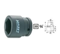 HAZET Douille de force (6 pans) 1000S-19 s : 19 mm Carré creux 20 mm (3/4")