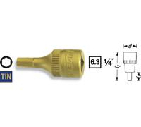 Hazet Douille mâle - Carré creux 6,3 mm (1/4 pouce) - Profil à 6 pans intérieurs - Taille: 2.5 - Longueur totale: 28 mm - 8501-2.5