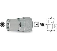 Hazet Douille TORX - Carré creux 10 mm (3/8 pouce) - Profil TORX extérieur - Taille: E 10 - Longueur totale: 28 mm - 880-E10