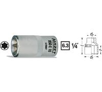 Hazet Douille TORX - Carré creux 6,3 mm (1/4 pouce) - Profil TORX extérieur - Taille: E 6 - Longueur totale: 25 mm - 850-E6