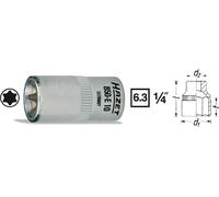 Hazet Douille TORX - Carré creux 6,3 mm (1/4 pouce) - Profil TORX extérieur - Taille: E 7 - Longueur totale: 25 mm - 850-E7