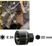 Hazet Douille TORX pour étrier de frein - 6 pans extérieurs 22 mm - Profil TORX extérieur - Taille: E 24 - Longueur totale: 39.5 mm - 2871-E24