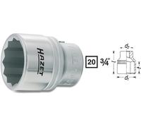 Hazet Inserts Clés à Douille 32mm 3/4 " 20mm Double Six Pans (Hexagonal)