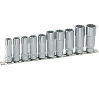 Hazet Jeu de clés à douilles (12 pans) - Carré creux 10 mm (3/8 pouce) - Profil à 12 pans extérieurs - Longueur totale: 240 mm - Nombre d'outils: 10 - 880TZ/10H