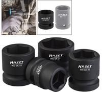 Hazet Jeu de clés à douilles à chocs - Carré creux 12,5 mm (1/2 pouce) - Profil Traction à 6 pans extérieurs - Longueur totale: 29 mm - Nombre d'outils: 4 - 900SK/4